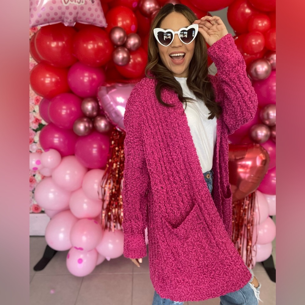 Pink Popcorn Cardigan